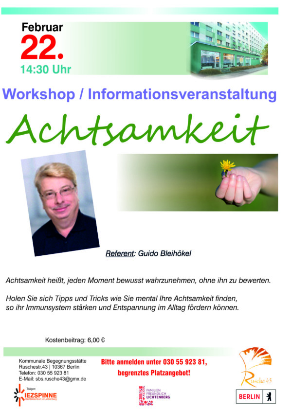 Workshop / Informationsveranstaltung zum Thema Achtsamkeit
