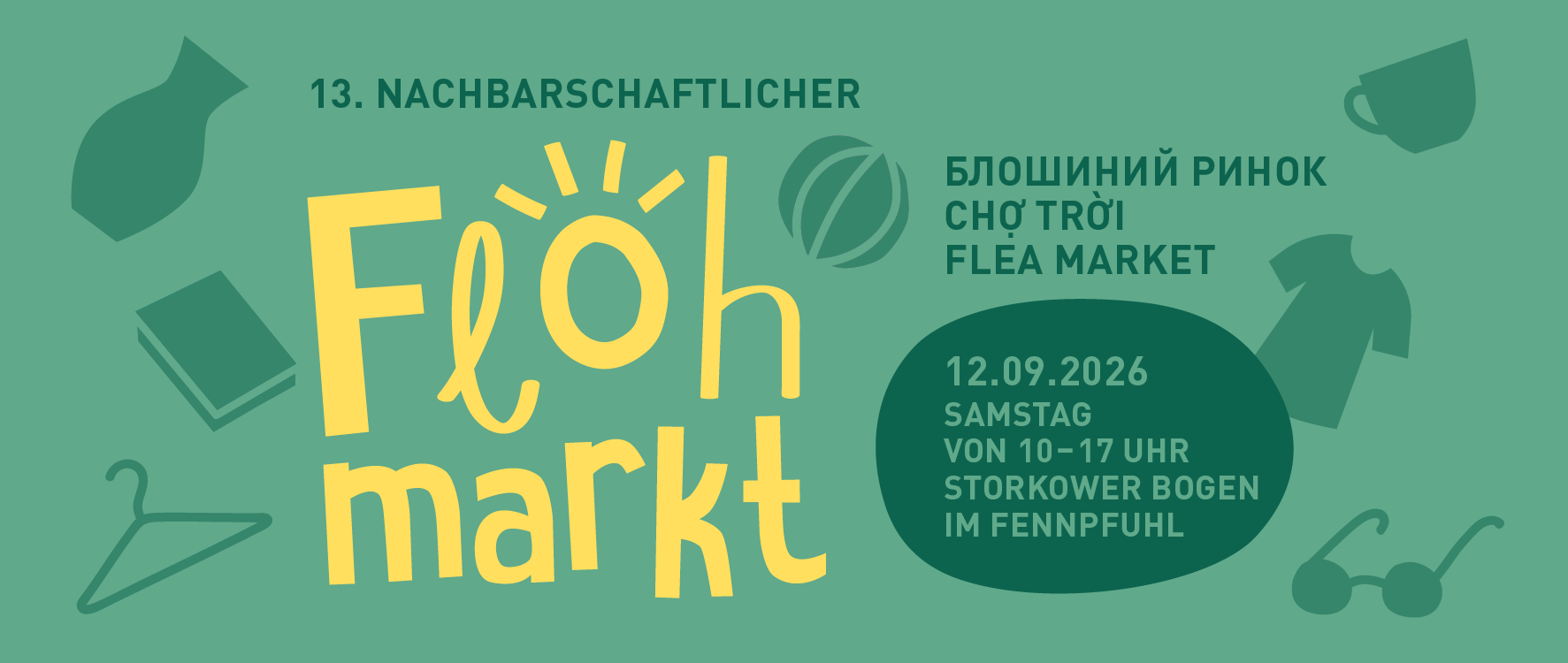 Grünes Banner zur Flohmarktanmeldung